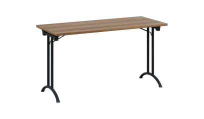 SLA 140 lak skládací jednací stůl 1394x600, deska 25 mm, podnož černý lak, deska ořech světlý